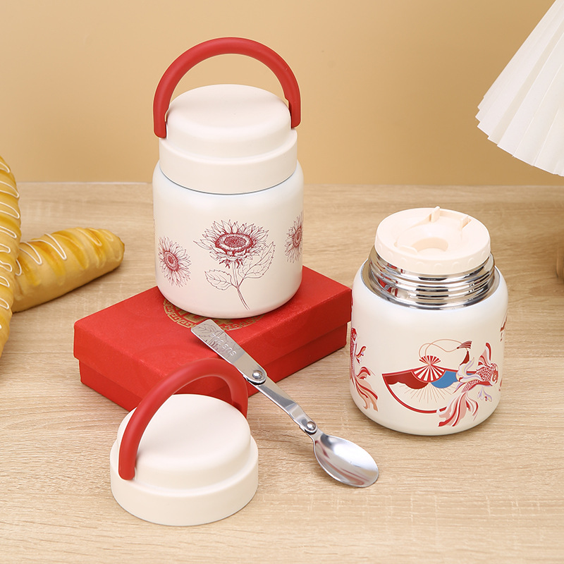 New Style National Trend 316 Stainless Steel Portable Vacuum Insulated Cup with Foldable Spoon for Bird's Nest and Tremella