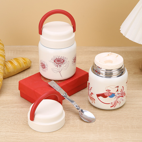 New Style National Trend 316 Stainless Steel Portable Vacuum Insulated Cup with Foldable Spoon for Bird's Nest and Tremella