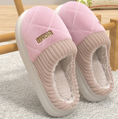 Zapatillas de algodón caliente de invierno de base gruesa para parejas antideslizantes para hombres dormitorios se pueden usar zapatos caseros de peluche