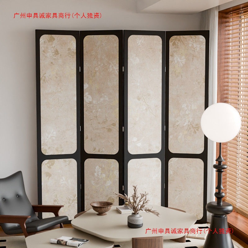 French-Style Retro Screen Partition for Living Room, Office Entrance Decoration, Foldable High-End Mobile Folding Screen