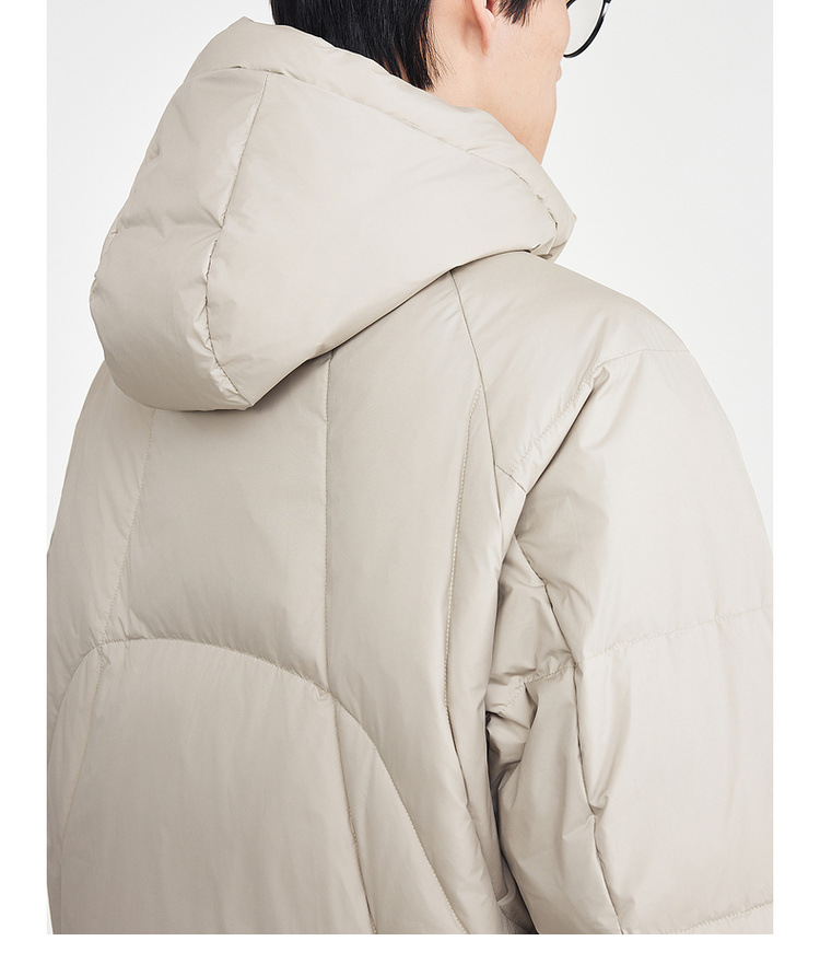 Áo khoác parka nam dáng dài có mũ trùm, tay raglan, chất liệu lông vũ chống gió — màu đen chi tiết 36