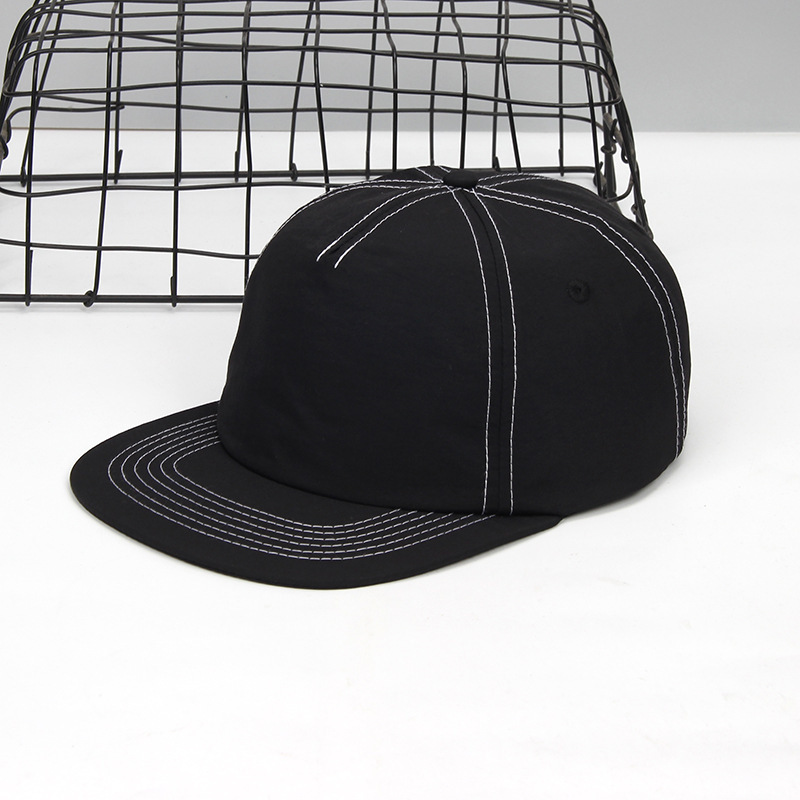 Nylon Quick-Drying Five-Piece Hip-Hop Hat Street Skateboard Hat Water-Repellent Five-Page Flat-Brimmed Baseball Cap Large Size Quick-Drying