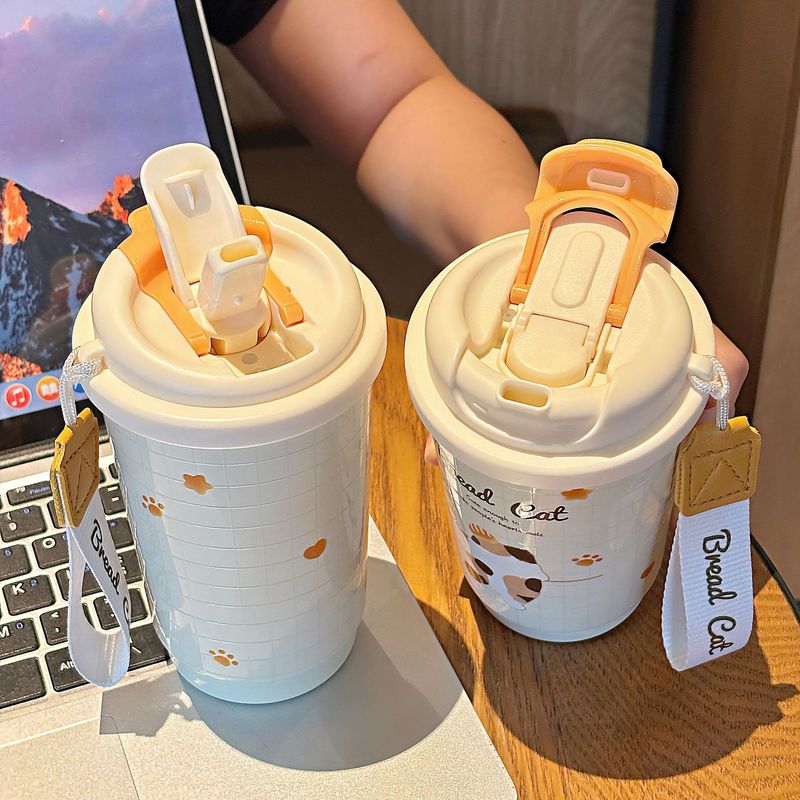 2025保温杯316面包小猫萌萌学生儿童提环便携卡通便携直饮口水杯|undefined