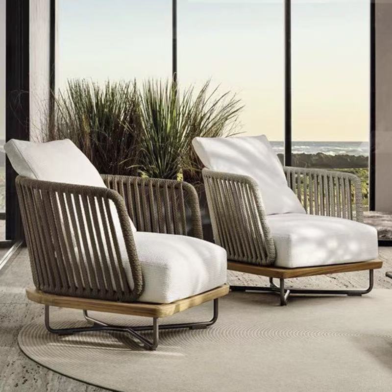 Sofá al aire libre diseñador de combinación patio jardín ocio muebles de madera maciza casa de sol terraza sofá de caña