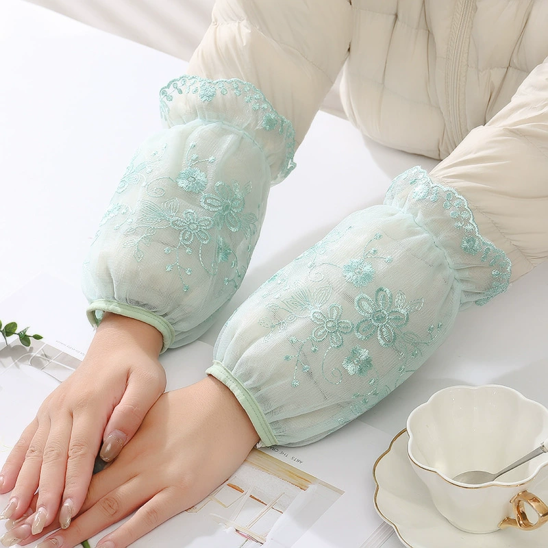 Осенние и зимние двухслойные кружевные рукава школьницы цветочная вышивка