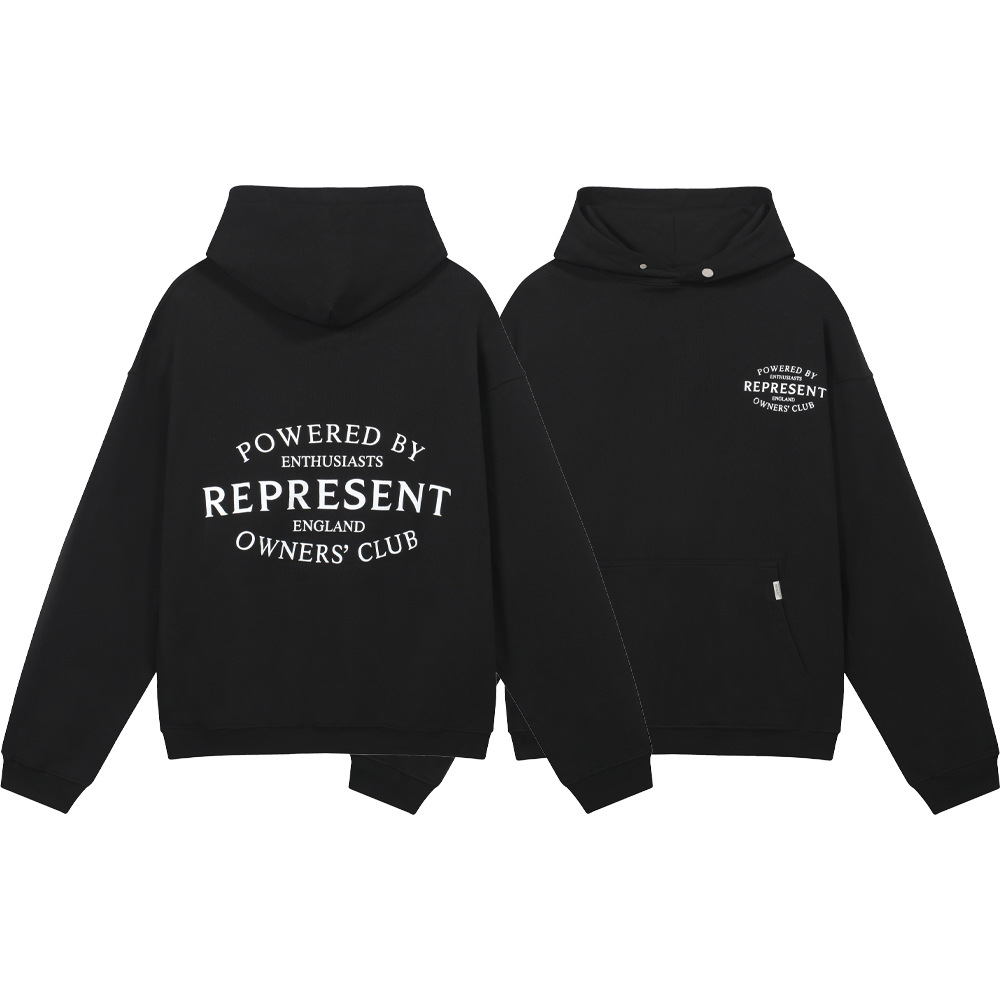 REPRESENT REP Vintage American Fashion Clásico Inglés LOGO Collar Casual Suedeca con Capuz Hombre