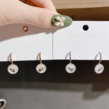 韓國氣質耳飾東大門s925銀針個性貓眼石圓圈耳環時尚星星耳釘耳夾