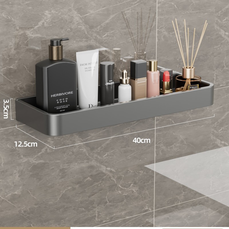 Pistola de baño gris triángulo almacenamiento rack montado en la pared de ponche-libre baño Baño lavabo esquina almacenamiento