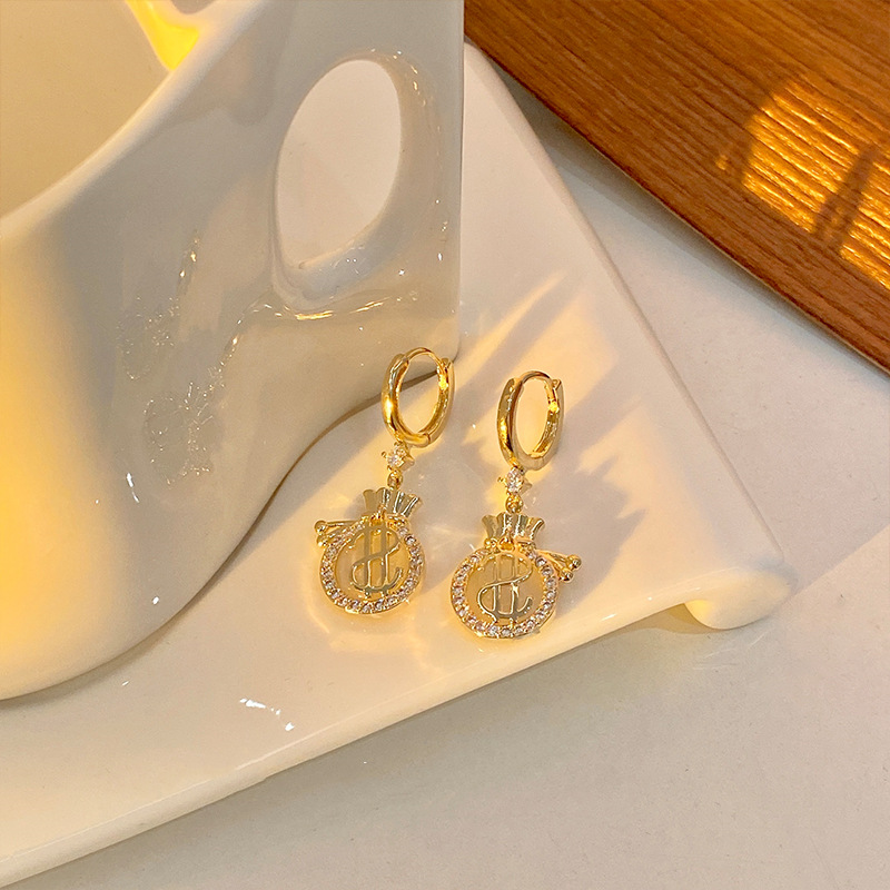 Fashion Opal Earrings Simple Earrings Money Bag Shape Alloy Earrings display picture 3