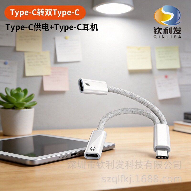 Suitable for Apple 17 Two-In-One Headphone Adapter Typec to Lightning + Lightning Usb-C Converter Suitable for Apple 17 Two-In-One Headphone Adapter Typec to Lightning + Lightning Usb-C Converter