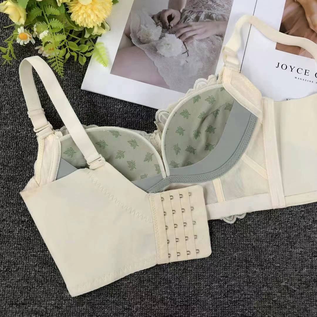 Nuevo sujetador de alta calidad de moda de encaje jacquard transpirable y cómodo ajuste lateral de pecho de cinco botones ropa interior mujer