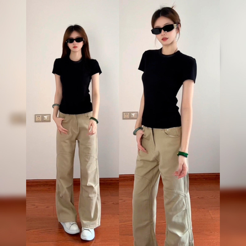 Black Short-Sleeve T-Shirt for Women, Summer 2026 New Style, Round Neck, Regular Shoulder Fit, Slim Fit, Flattering for Petite Figures Black Short-Sleeve T-Shirt for Women, Summer 2026 New Style, Round Neck, Regular Shoulder Fit, Slim Fit, Flattering for Petite Figures