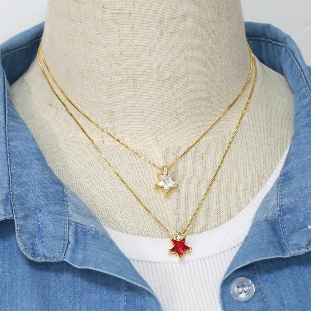 Fashion Star Copper Necklace Inlaid Zircon Zircon Copper Necklaces