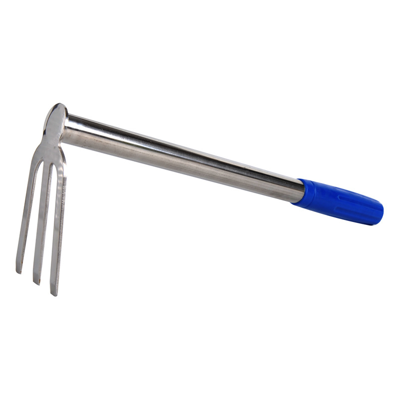 Venta al por mayor de acero inoxidable azada herramientas de Granja Hogar mango largo pequeña azada al aire libre escarda jardinería pala de doble uso engrosada conjunto de cinco piezas