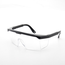 厂家伸缩腿眼镜黑架白片防喷溅劳保眼镜防尘防护拉拉镜腿护目镜