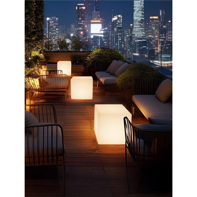 LED cúbico silla luminosa balcón patio decoración club nocturno al aire libre bar exhibición comercial actividad ocio