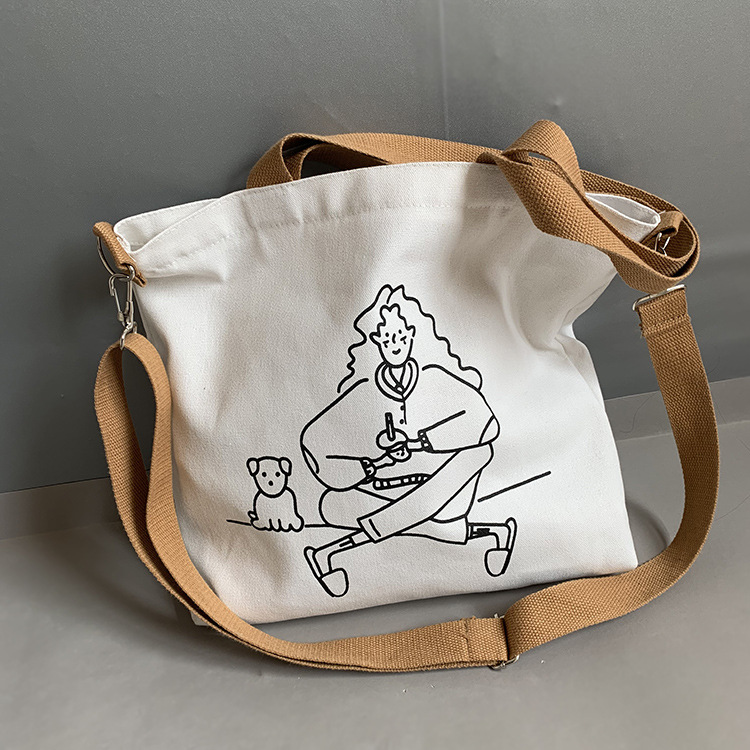 INS crossbody bolsa de lona mujer estilo japonés perezoso dibujos animados lindo hombro portátil crossbody estudiante bolsa de lona moda