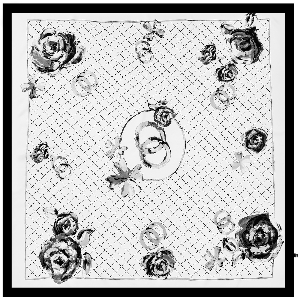 Bufanda de seda con flores a cuadros de color liso de 130 cm bufanda cuadrada grandepicture1
