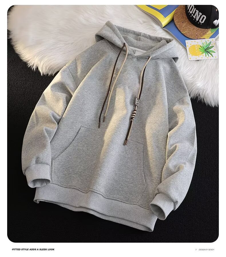 Men's Heavyweight Sand Washed Hooded Sweatshirt Retro Loose Top_voghion.com