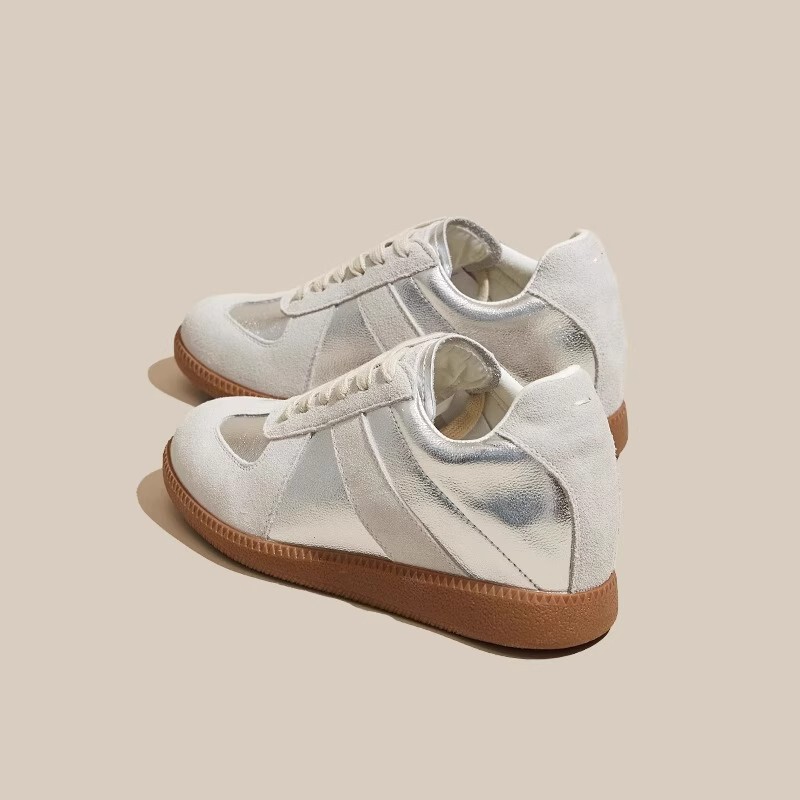 Cowhide version small height women's shoes silver training shoes spring and summer 2025 new casual leather shoes women's