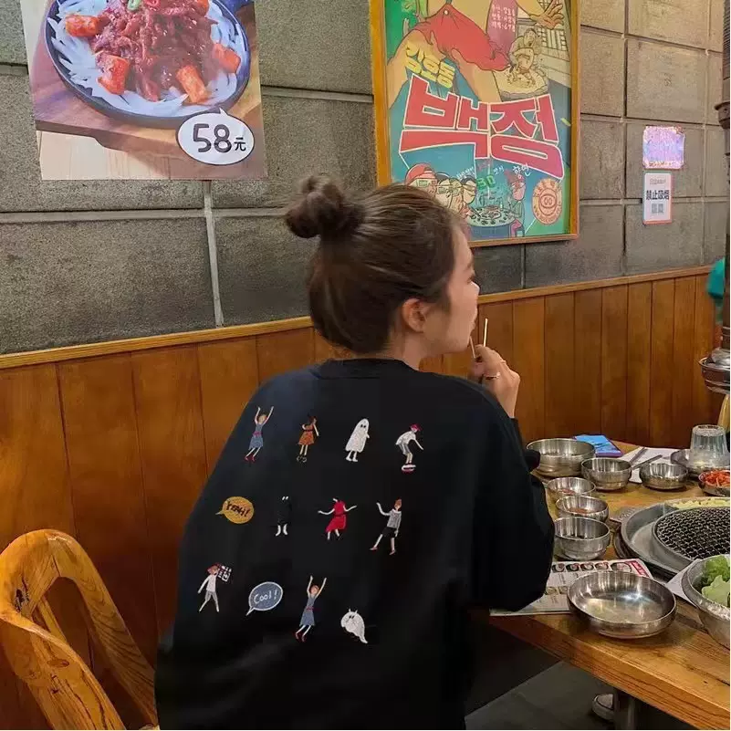 ADER潮牌卡通重工后背刺绣宽松圆领卫衣 情侣设计感秋冬长袖上衣