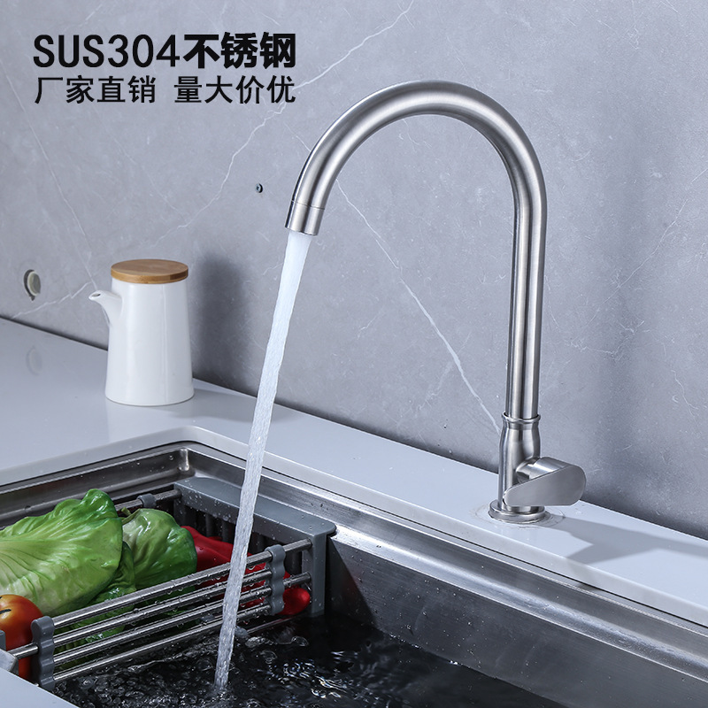Factory direct SUS304 stainless steel kitchen sink single cold faucet sink with ball rotatable faucet