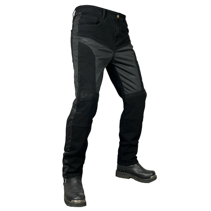 Pantalones vaqueros de la motocicleta pantalones de la motocicleta transpirables de malla de verano para hombres arriba y abajo rodillera ajustable pantalones anti-caída equipo de protección alargado
