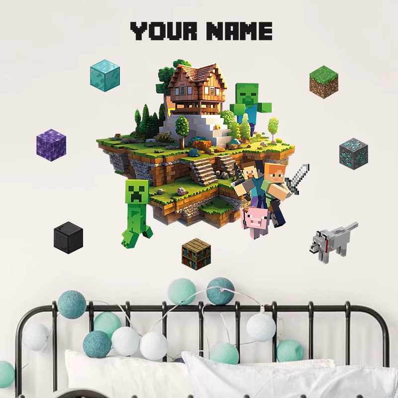 Minecraft походка Minecraft наклейки на стену для гостиной и детской комнаты, мультфильм 3D сломанная стена наклейка ПВХ