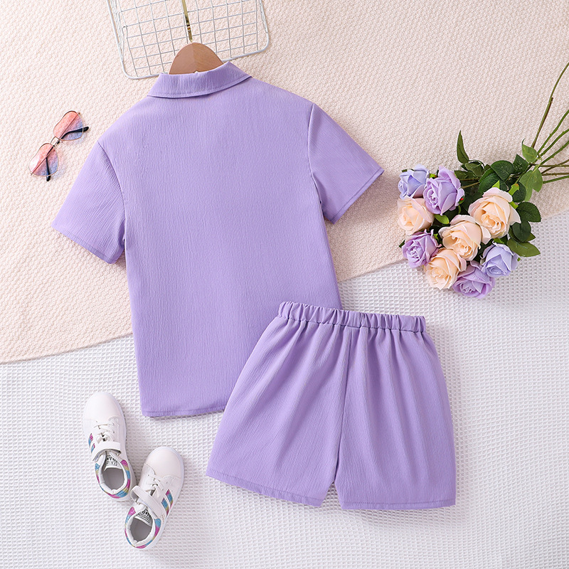 Simple Style Solid Color Cotton Blend Polyester Girls Clothing Sets display picture 2