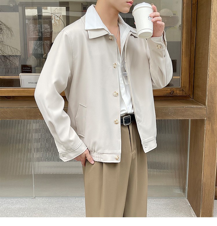 Men's Casual Workwear Blazer, Mature Style Turn-down Collar Jacket_voghion.com