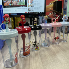 迪士尼兒童吸管3D卡通男女寶寶可愛創意生日禮品大容量學生家用