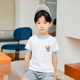 儿童短袖T恤纯棉中大童上衣儿童polo衫夏季半袖 班服校服表演服