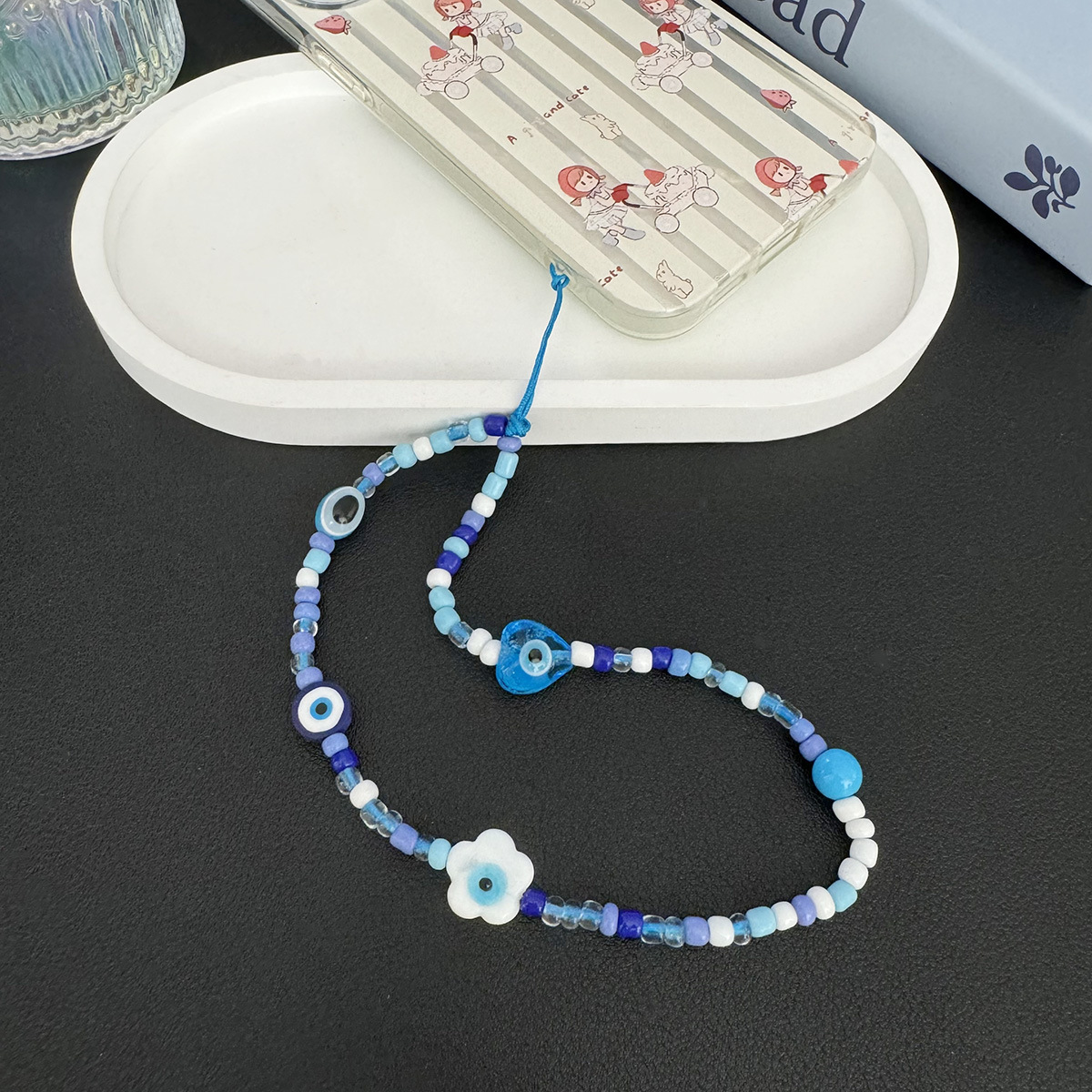 Glass, soft clay Material 1 Piece Cute Devil's Eye Glass Soft Clay Bag Pendant Mobile Phone Chain