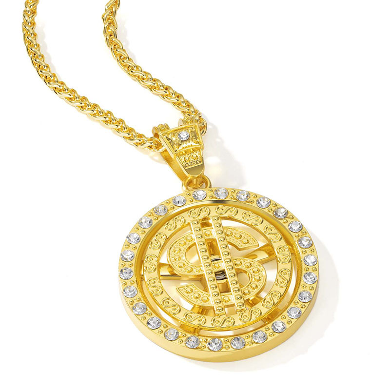 Hip-Hop Dollar Iron Zinc Alloy Diamond Men's Pendant Necklace Necklace Pendant Men Pendant Necklaces display picture 10