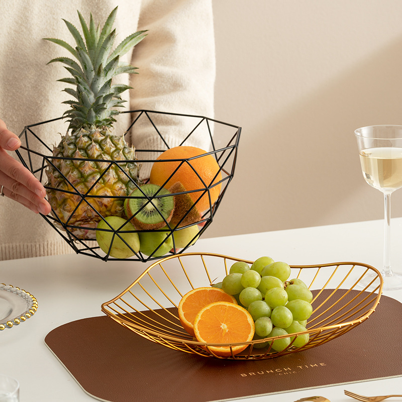 Liquidación: Cesta de Frutas de Hierro Forjado, Estilo Nórdico, Plato de Frutas para Mesa de Centro de Sala de Estar, Cesta de Almacenamiento de Aperitivos Moderna y Creativa para el Hogar