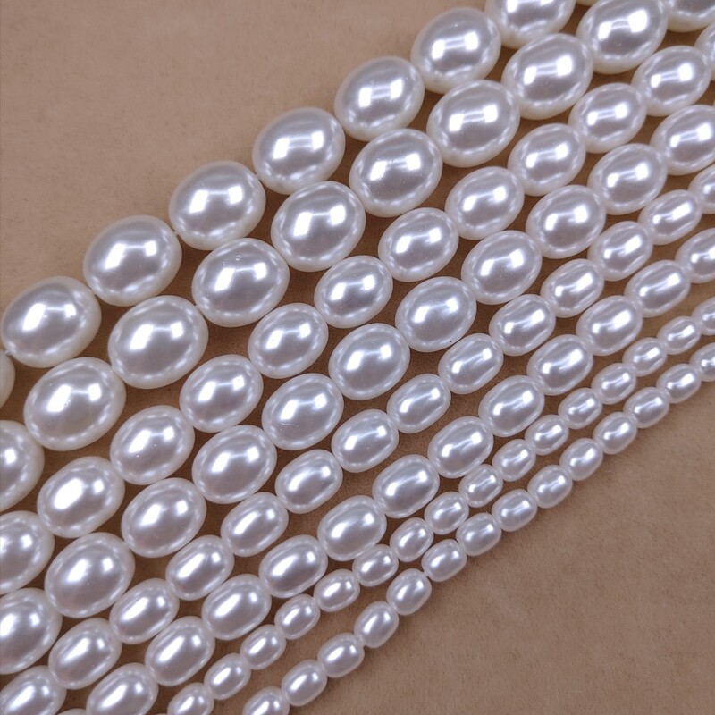 2-12mm Shijia Pearl Straight-Hole Oval Rice-Shaped Beads Imitation Shell Pearl Rice-Shaped Beads DIY Jewelry Semi-Finished Products