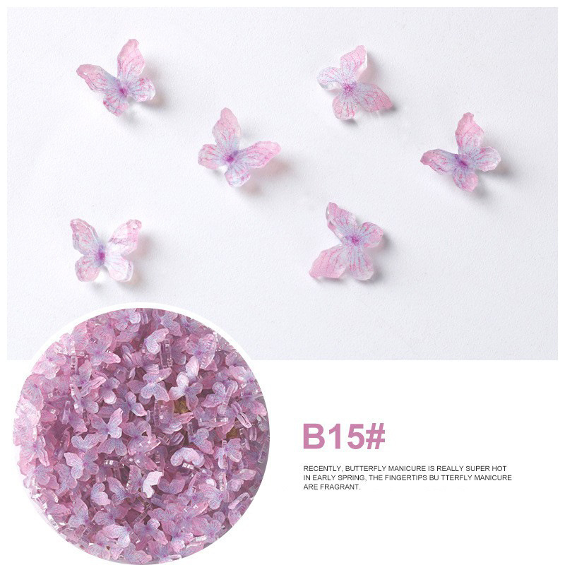 Acrílico mariposa resina tridimensional accesorios de uñas accesorios de flores plástico transparente uñas hechas a mano material DIY image 28