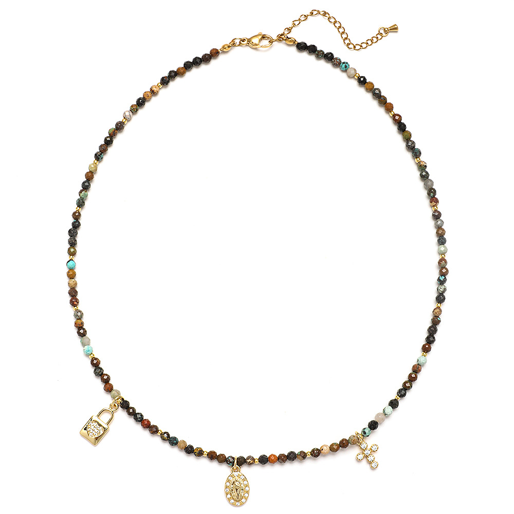 20g Weight Necklace Classification 1 Piece Quantity Travel Occasion Alloy, Agate Material Heart Shape Pattern Women's Gender Beaded Design Ethnic Style, Bohemian Style Ethnic Style Bohemian Heart Shape Alloy Agate Necklace In Bulk 8