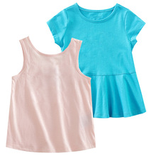 外贸跨境欧美出口打底运动瑜伽衫上衣夏季轻薄透气女大童短袖T恤