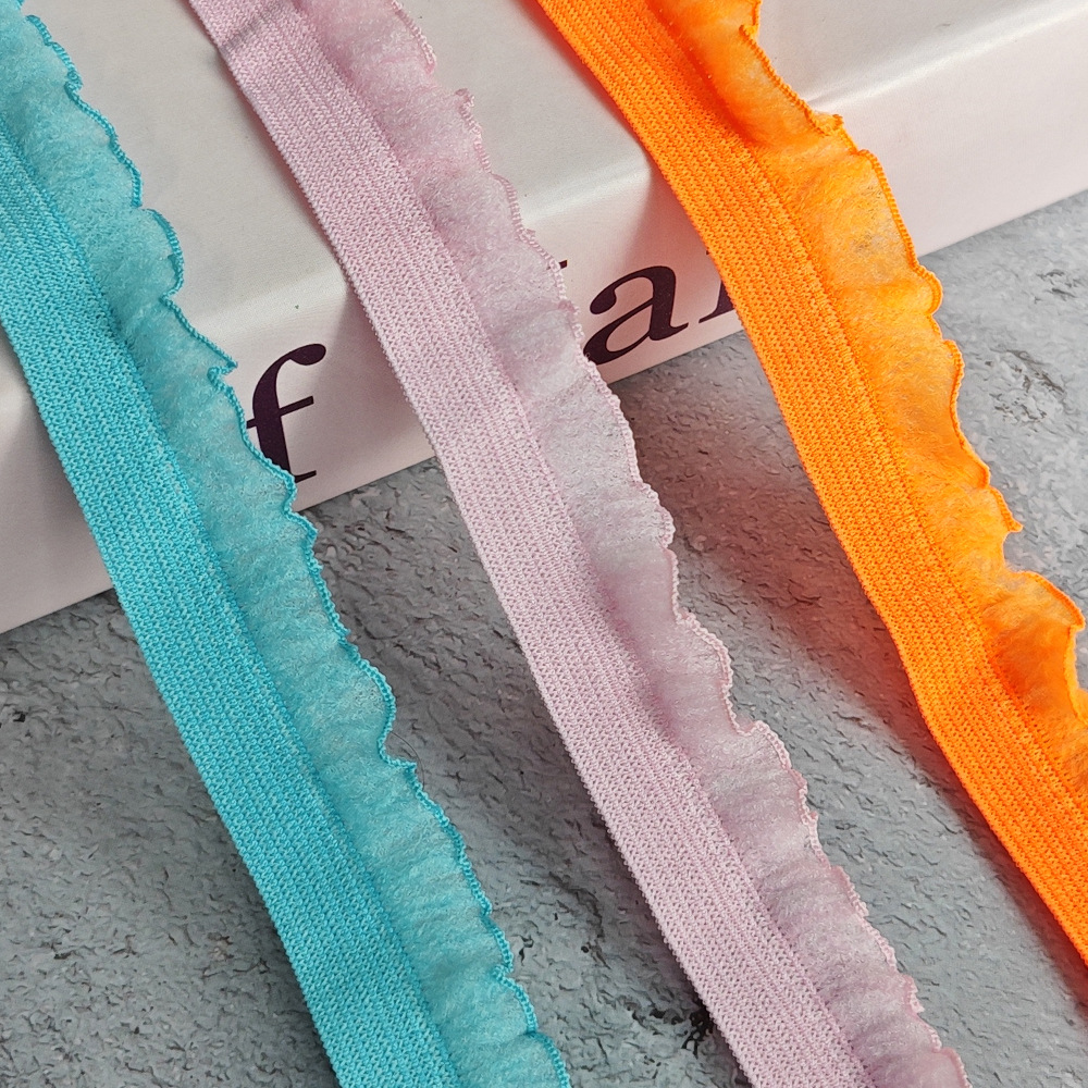 彩色弹力布皱褶单木耳花边辅料衣服裙子摆发饰布料装饰松紧带1.6