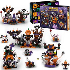 Amazon バットビルディングブロックハロウィンパンプキンハウスお化け屋敷子供用組み立てブロックおもちゃカウントダウンカレンダーブラインドボックス