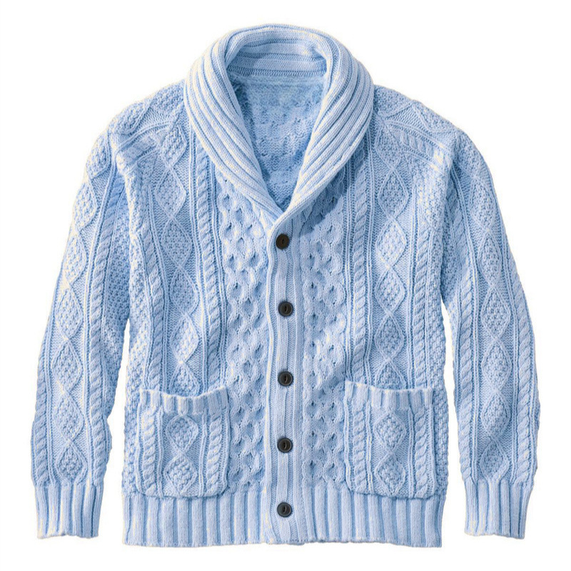New minimalist fashionable knitted turtleneck cardigan, spring and autumn casual sweater, men's shirt, solid color, long_voghion.com