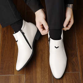 极速发货6013男士尖头皮鞋英伦休闲单鞋 跨境中帮男鞋子shoeDRESS