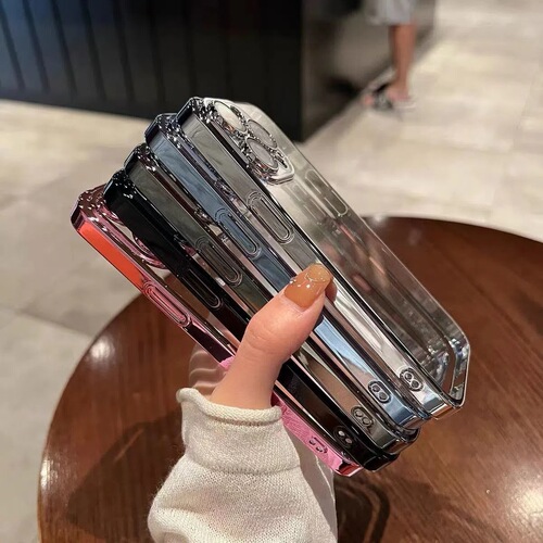 Comes with lens film suitable for Apple 14 mobile phone case iPhone 15 Promax electroplated transparent all-inclusive 13 soft case 12