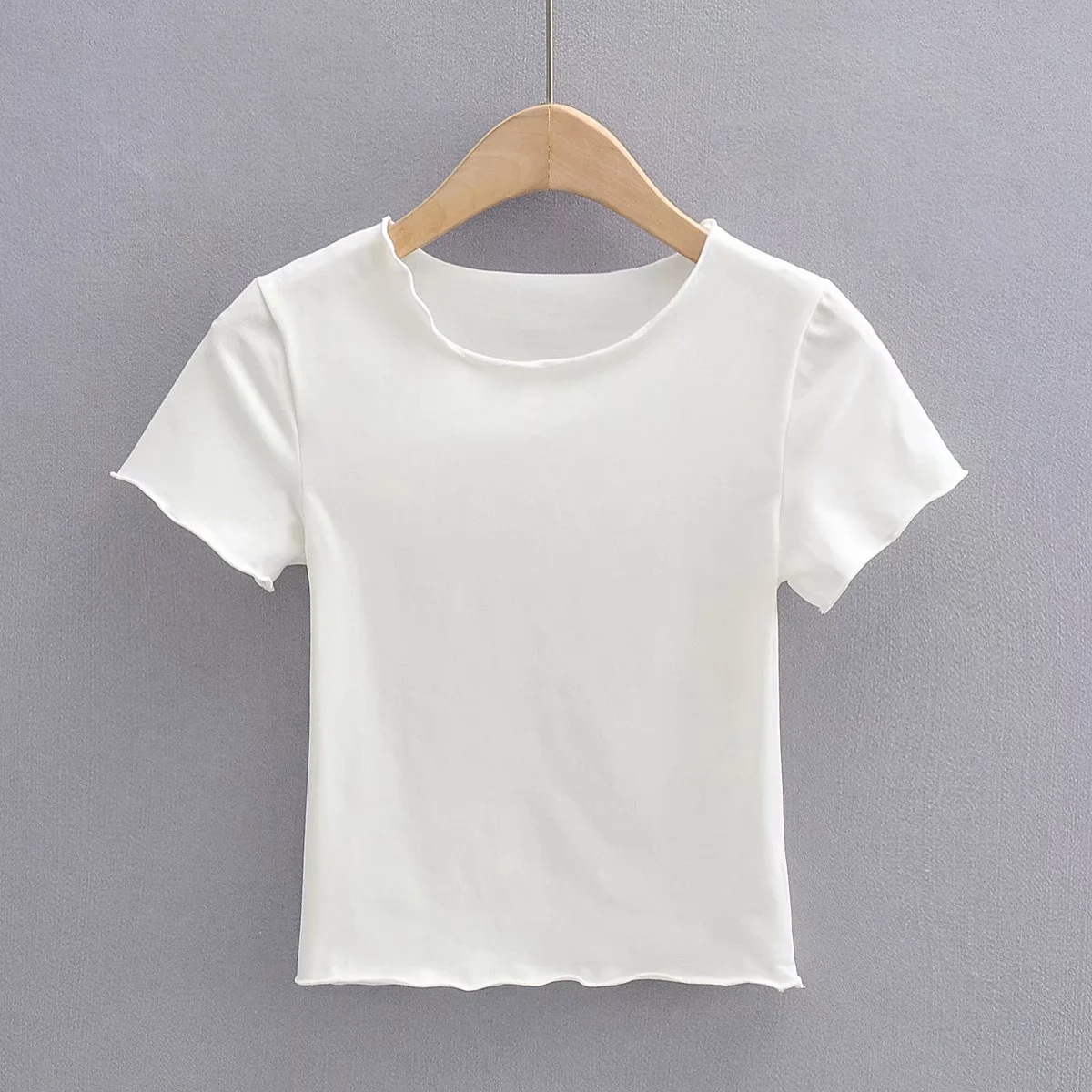 round neck solid color short-sleeved T-shirt  NSHS50532