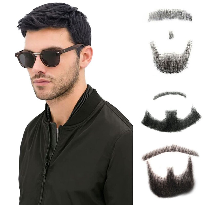 Fully hand-woven real human hair fake beard for men, film and television makeup and disguise props, realistic hair men's beard wig Fully hand-woven real human hair fake beard for men, film and television makeup and disguise props, realistic hair men's beard wig