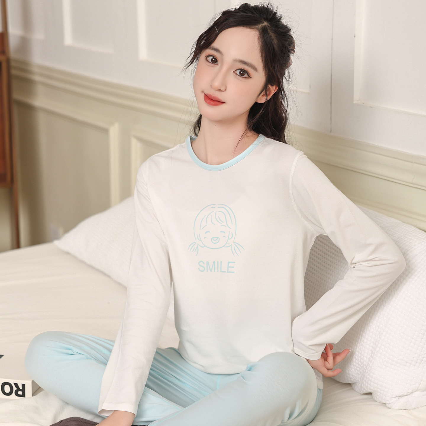 Children's pajamas, thermal underwear set, spring and autumn girls' underwear, base layer pajamas, loungewear two-piece set