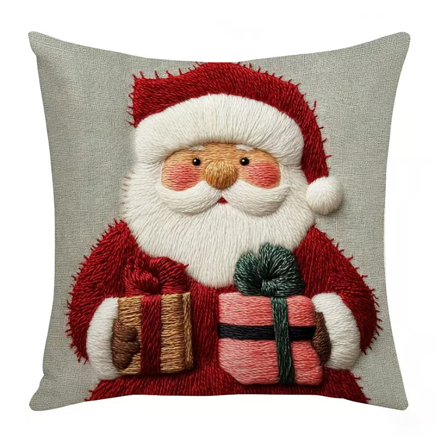 Navidad serie de almohada de lino impresa decoración de la sala de estar sofá almohada al por mayor para la imagen al por mayor