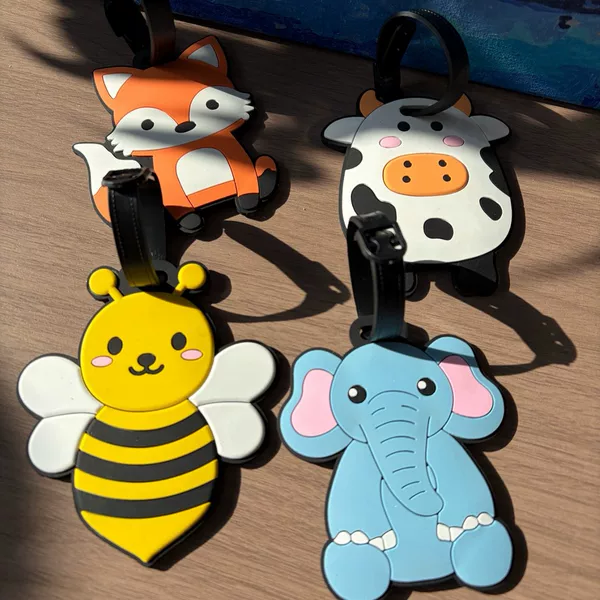 Silicone 3D Travel Luggage Tag Backpack Pendant Simple Cartoon Pattern Luggage Tag Bag Travel Anti-Loss