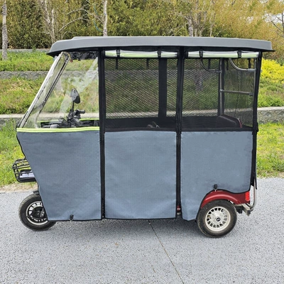 electric tricycle rain cover, leisure – Elektromobil üçün ön şüşə çətiri (günlük) - stainless-steel-frame-gray-composite-top-gray-leather-all-season-rain-curtain-16070